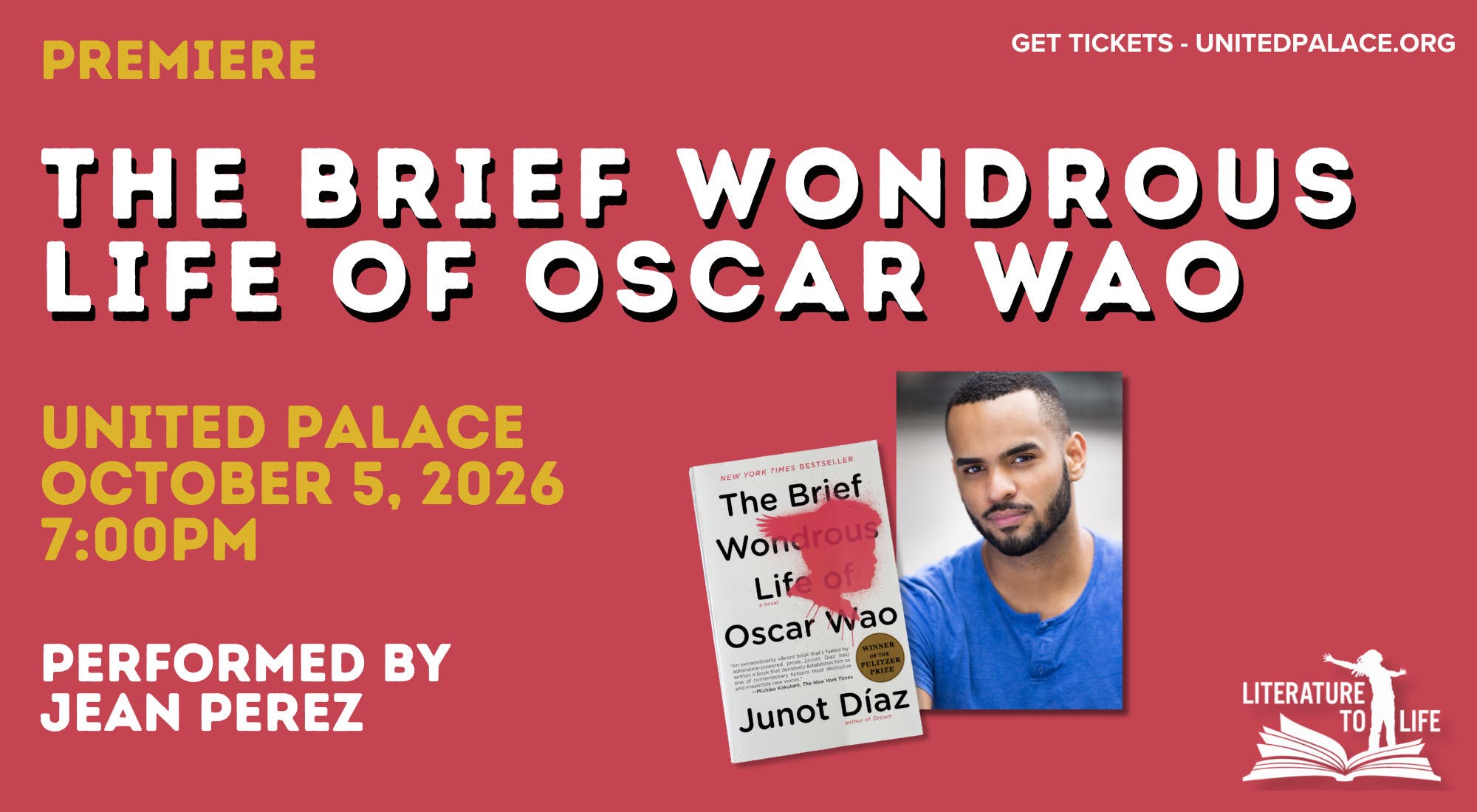 Literature to Life Premieres Solo-Show: The Brief Wondrous Life of Oscar Wao