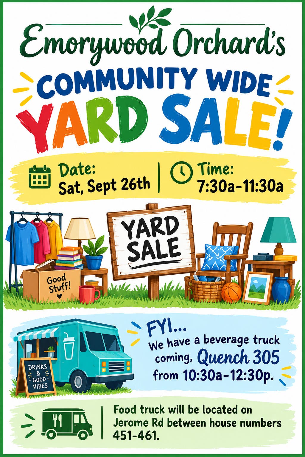 Emorywood Orchards Multi-Family Community Yard/Garage Sale Saturday Sept 26th