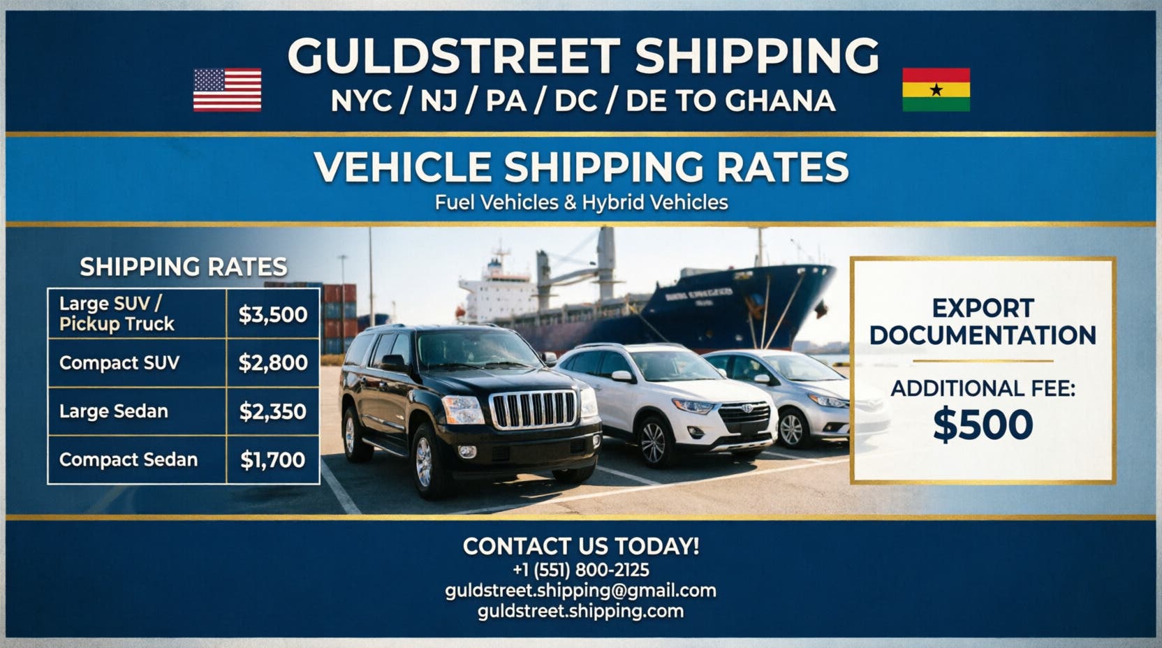 Ship Your Car [Truck, Sedan, etc.] to Ghana from the USA — Sedans from $1,400