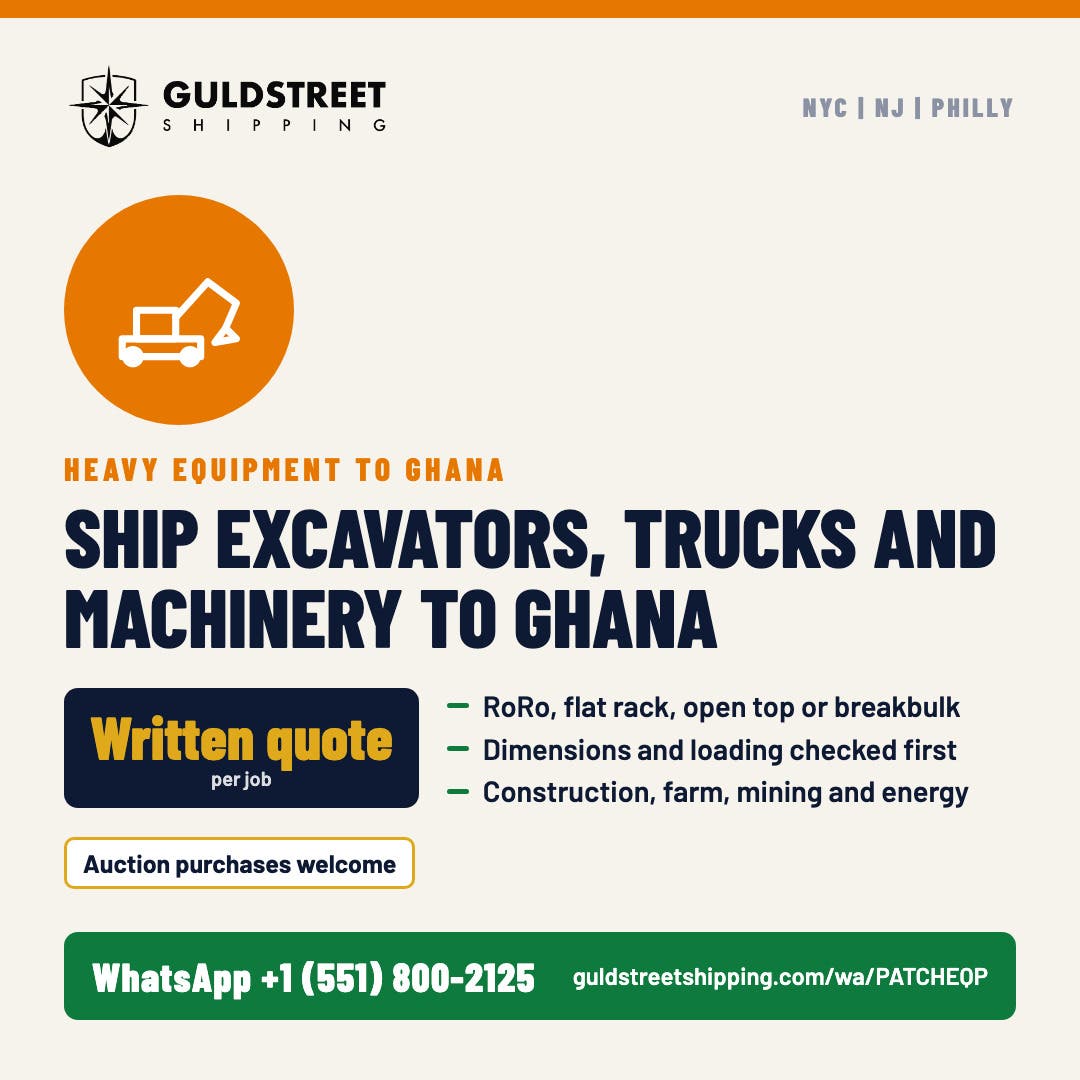 Ship Heavy Equipment to Ghana: Excavators, Trucks, Tractors and Generators [B2B]