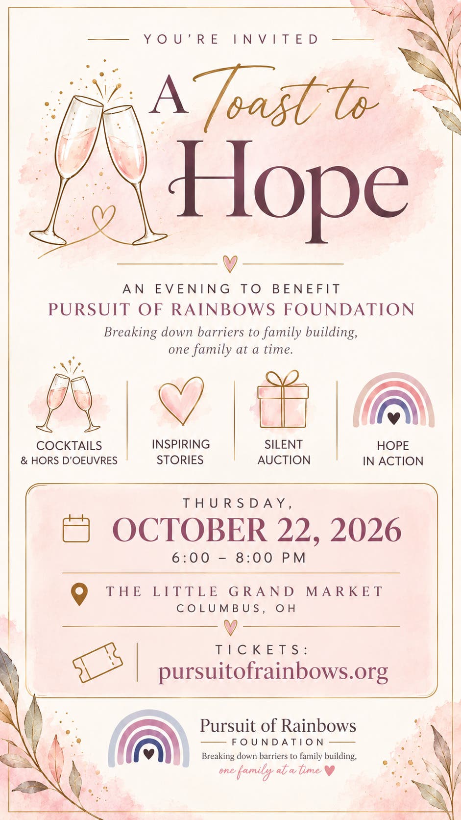 The Pursuit of Rainbows Foundation - A Toast to Hope
