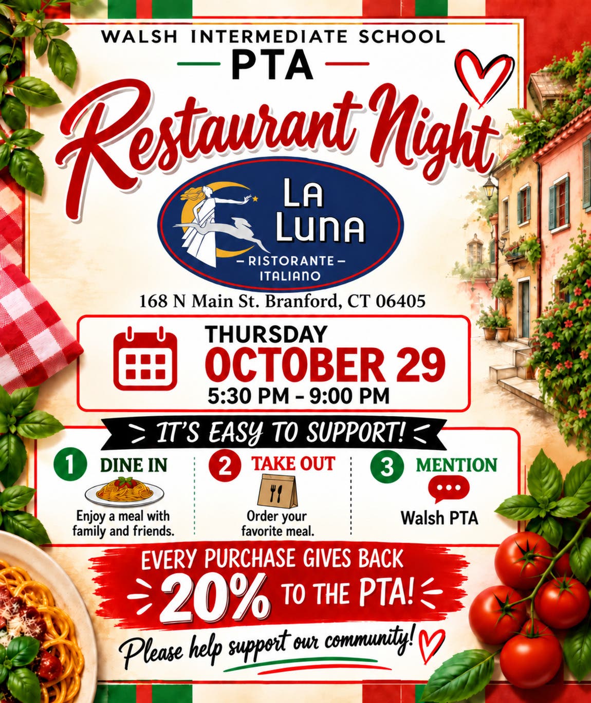 Walsh Intermediate School PTA Restaurant Night