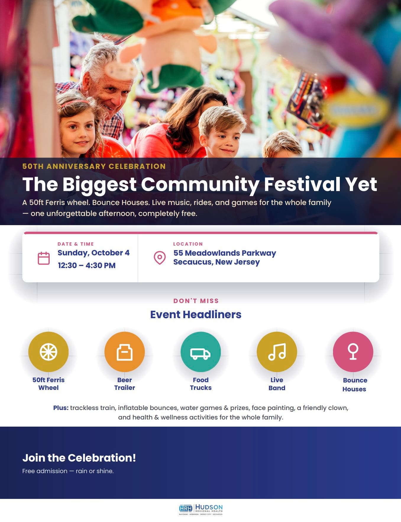 Free community festival hosted by Hudson Regional Health