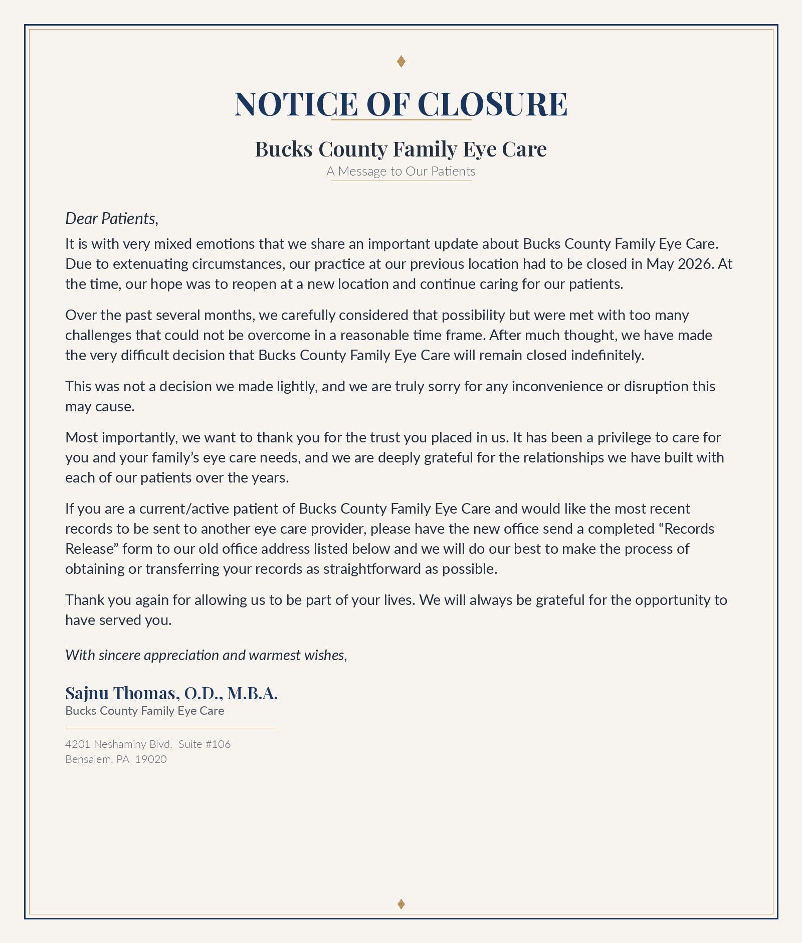 Notice of Closure 