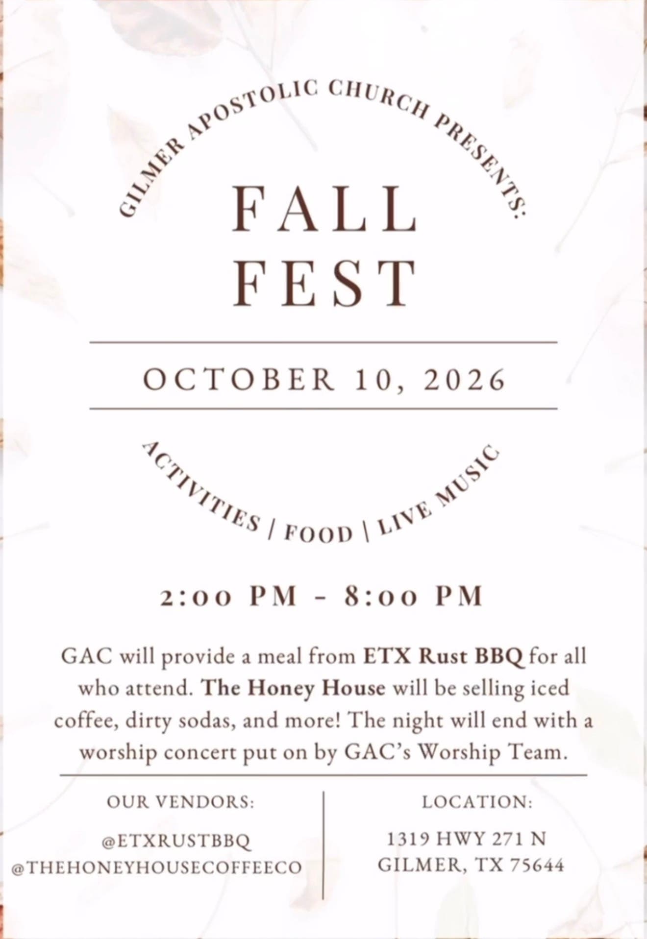 Gilmer Apostolic Church Fall Festival