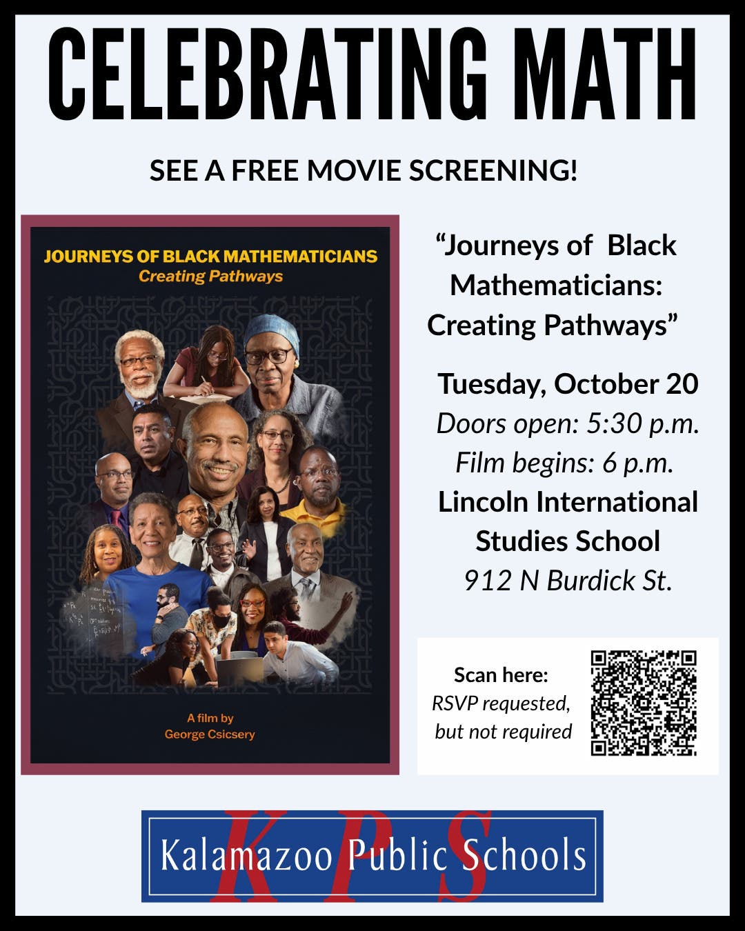 Free movie screening for Year of Math: "Journeys of Black Mathematicians: Creating Pathways"
