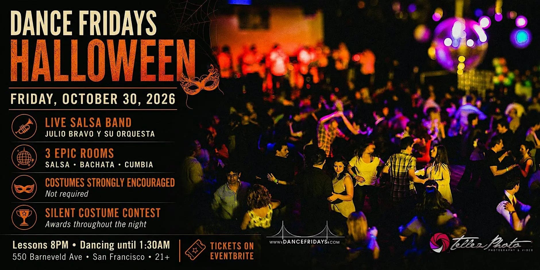 Dance Fridays Halloween: Live Salsa, Bachata & Cumbia | 3 Rooms