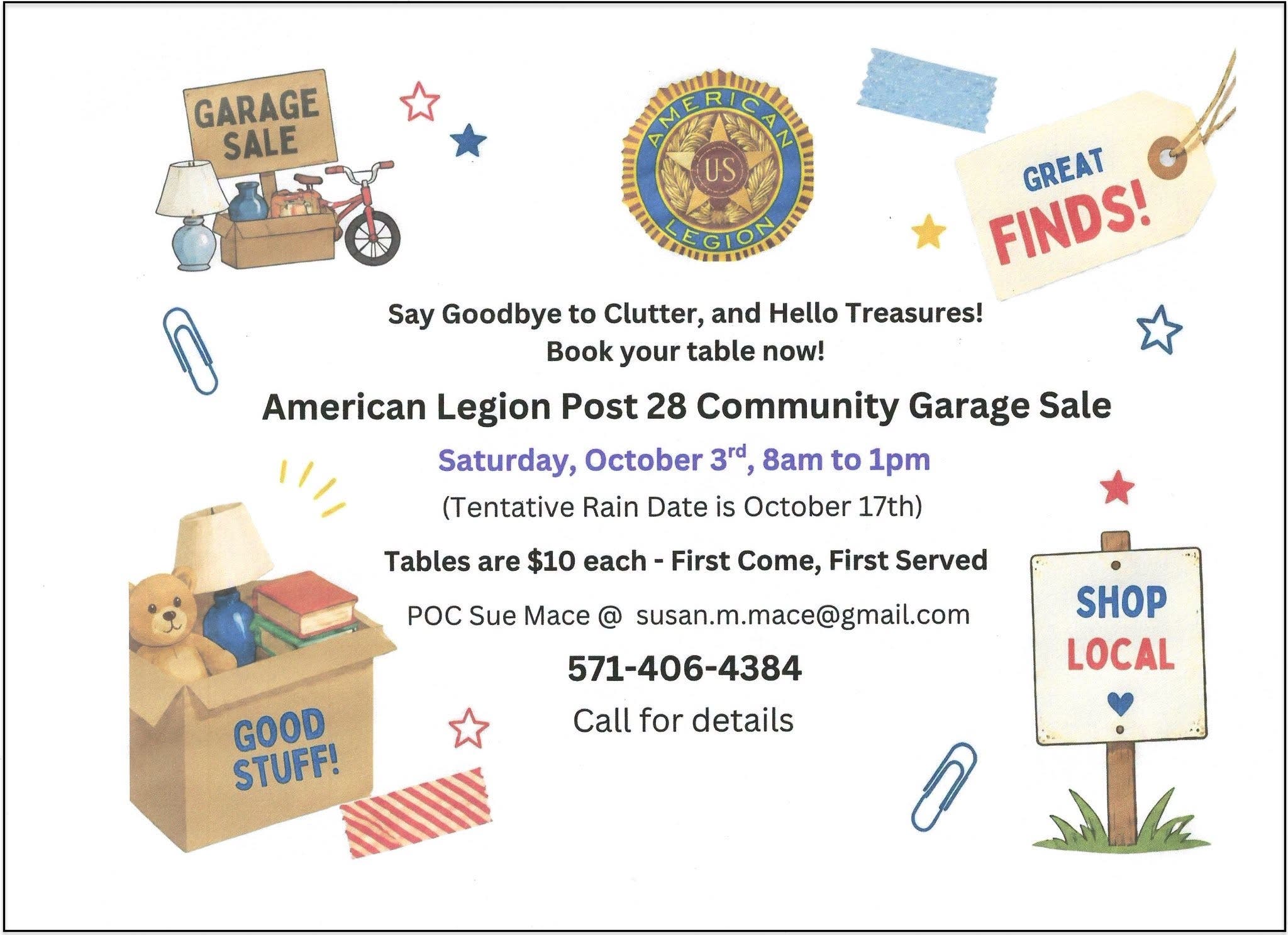 American Legion Post 28 Community Garage Sale