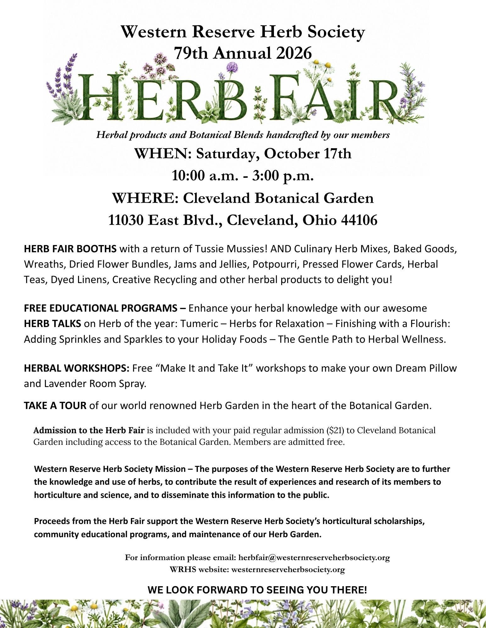 Western Reserve Herb Society's 79th Herb Fair