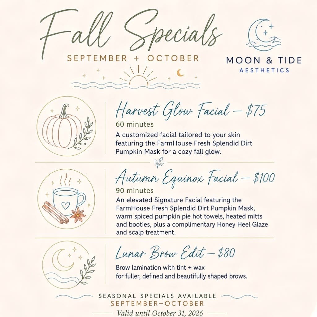 Fall Specials at Moon & Tide Aesthetics in Dartmouth