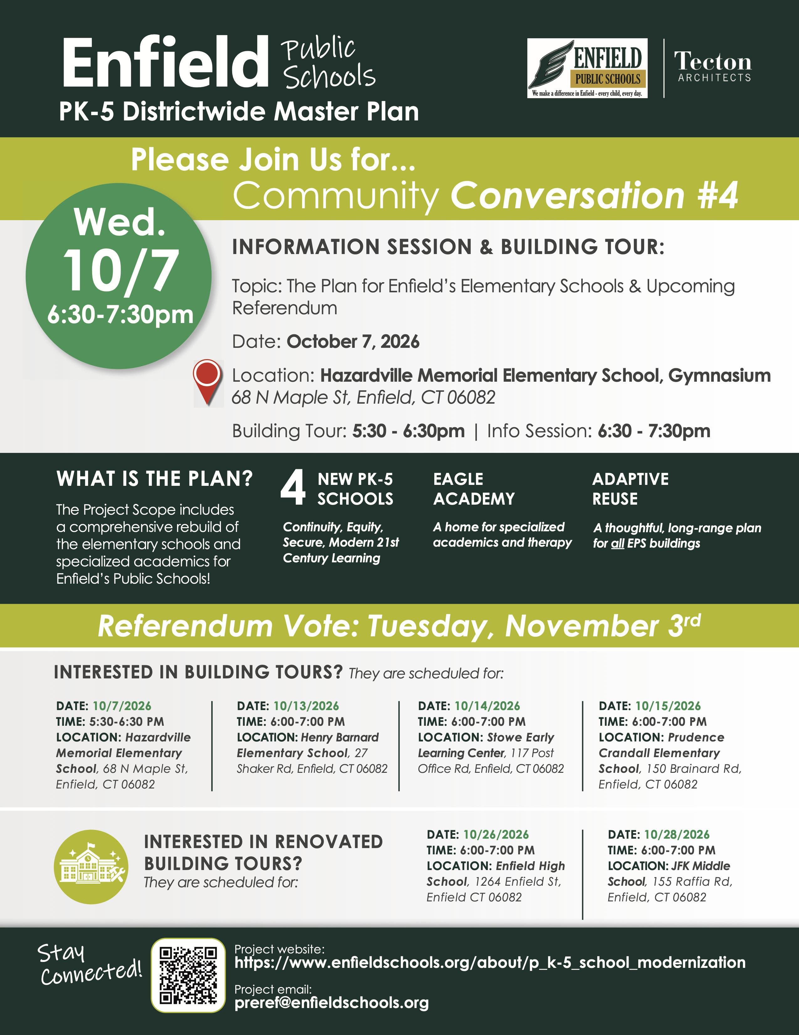 Pre-Ref Community Conversation #4: Information Session & EPS Building Tour (Hazardville Memorial)