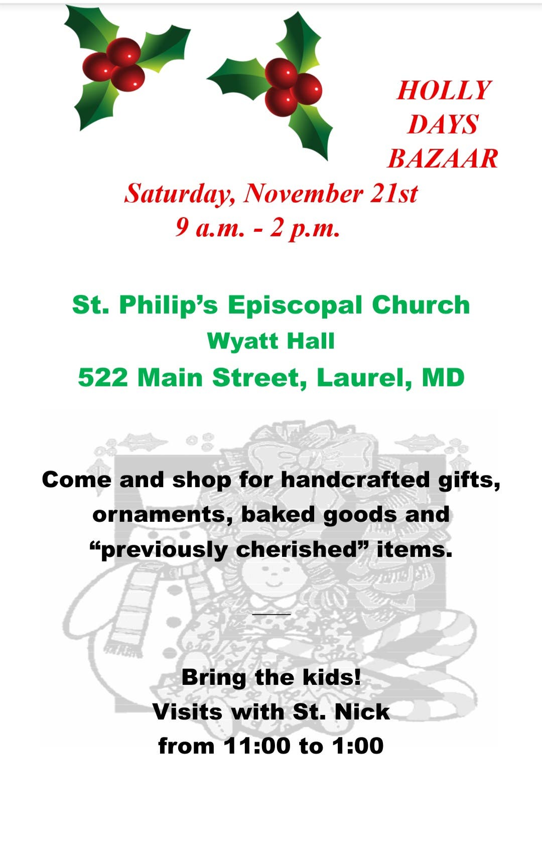 Holly Days Bazaar