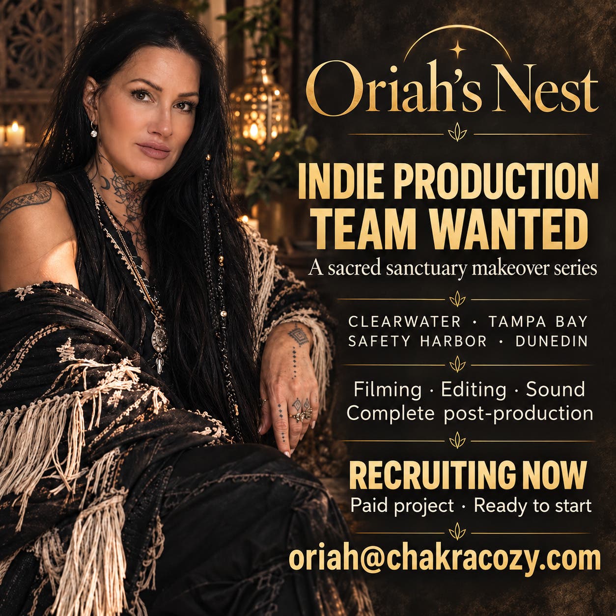 Hiring Soon! Oriah's Nest Studio Paid Production Studio -Teaser trailer