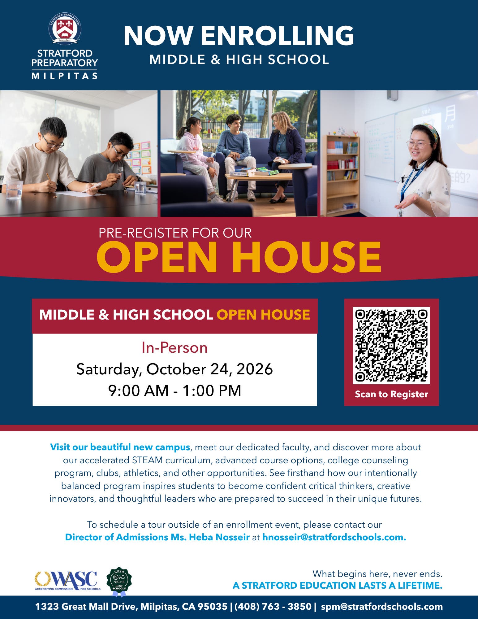 Stratford Preparatory Milpitas | Open House for incoming Grades 6-11