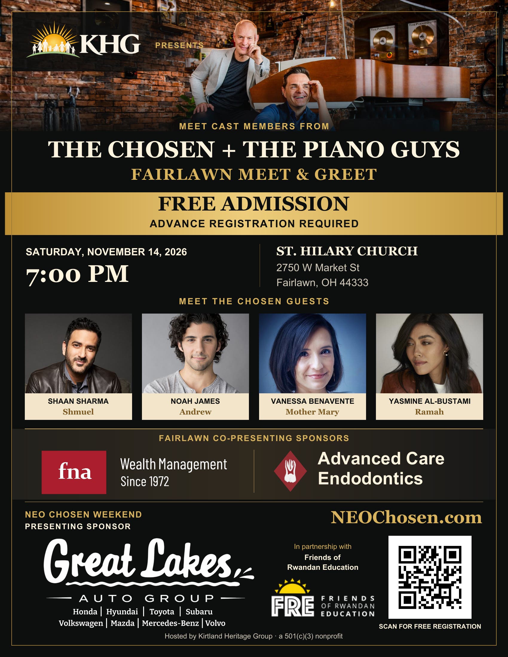 The Piano Guys and The Chosen Cast — Free Fairlawn Meet & Greet