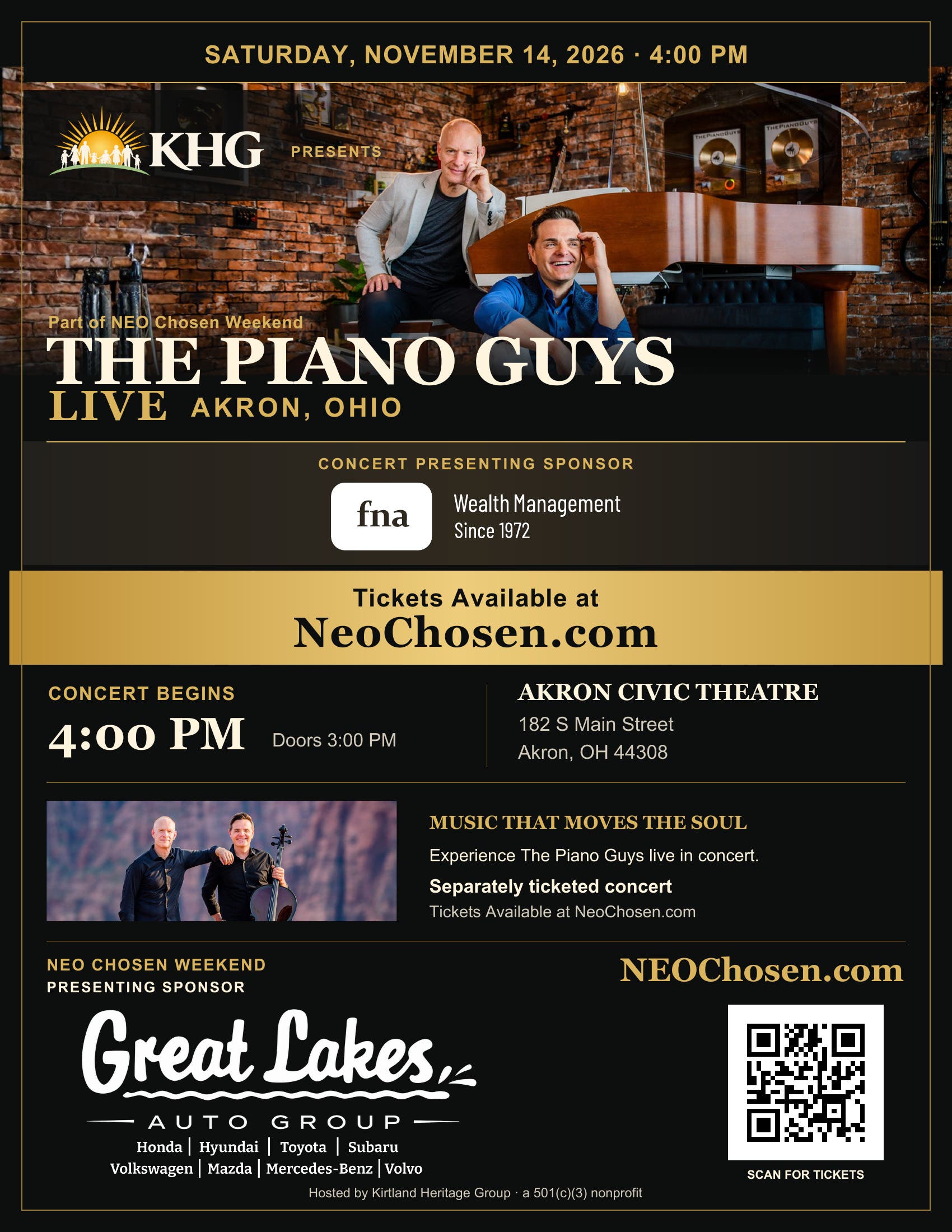 The Piano Guys in Concert — NEO Chosen Weekend