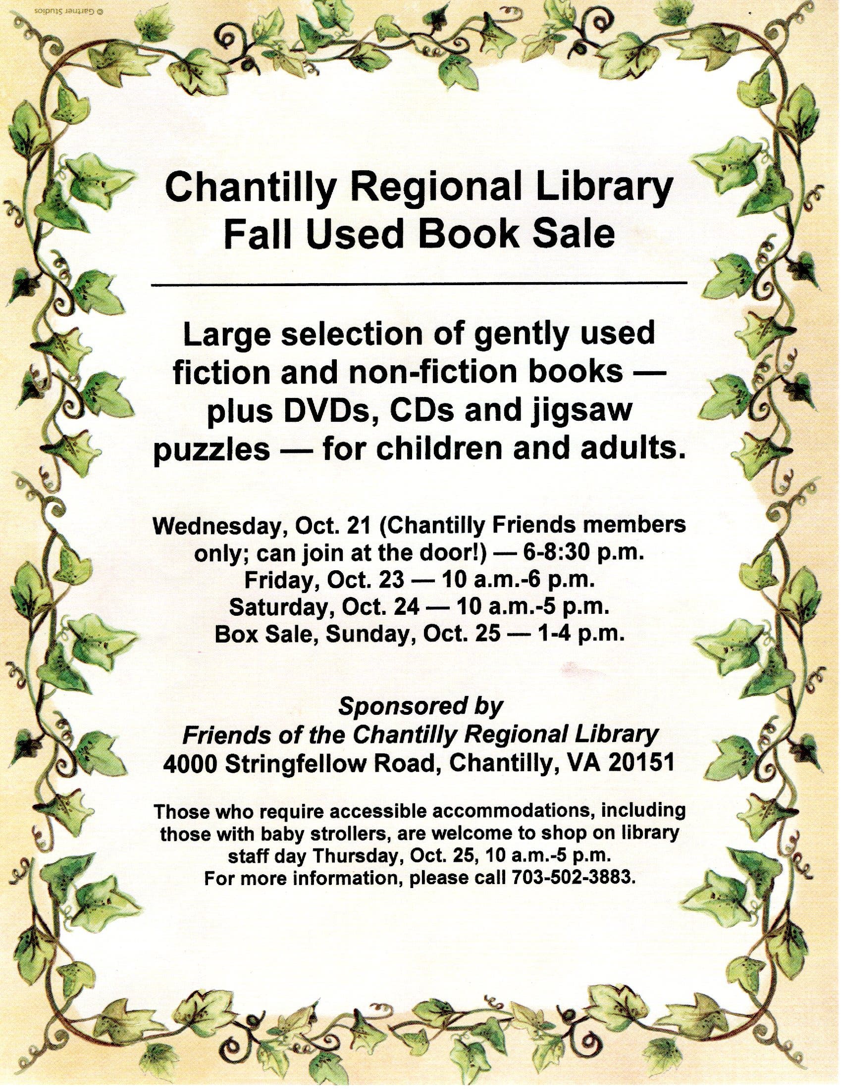 Chantilly Regional Library Fall Used Book Sale