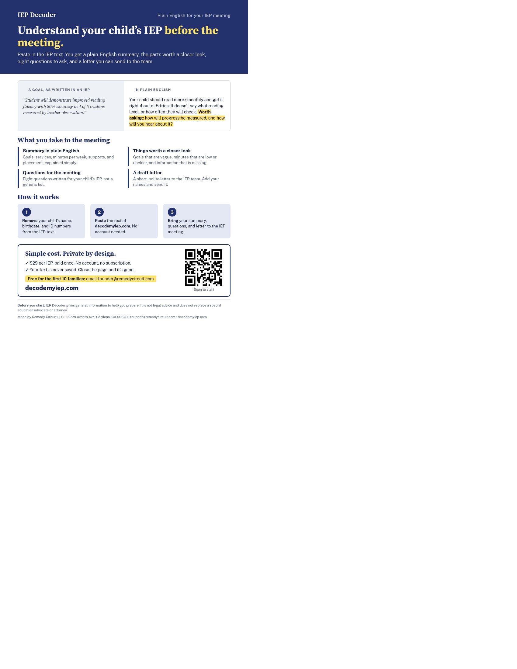 Free help decoding your child's IEP (plain English)