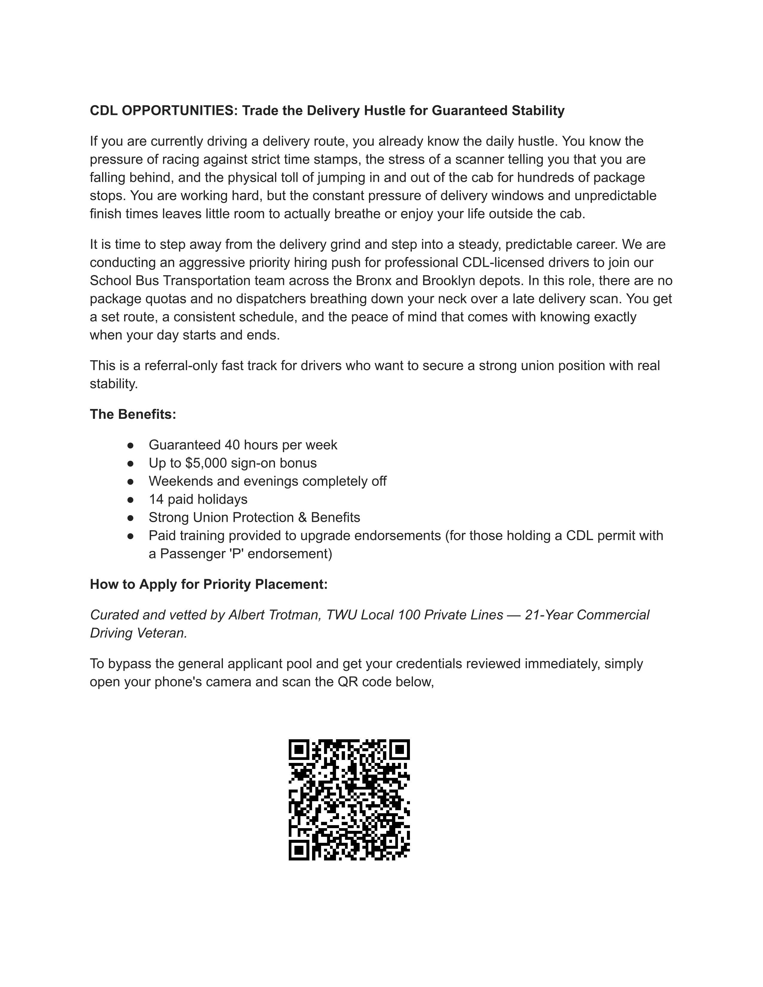 Now Hiring: School Bus Drivers & CDL/Permit Holders - $25/hr + $5K Bonus