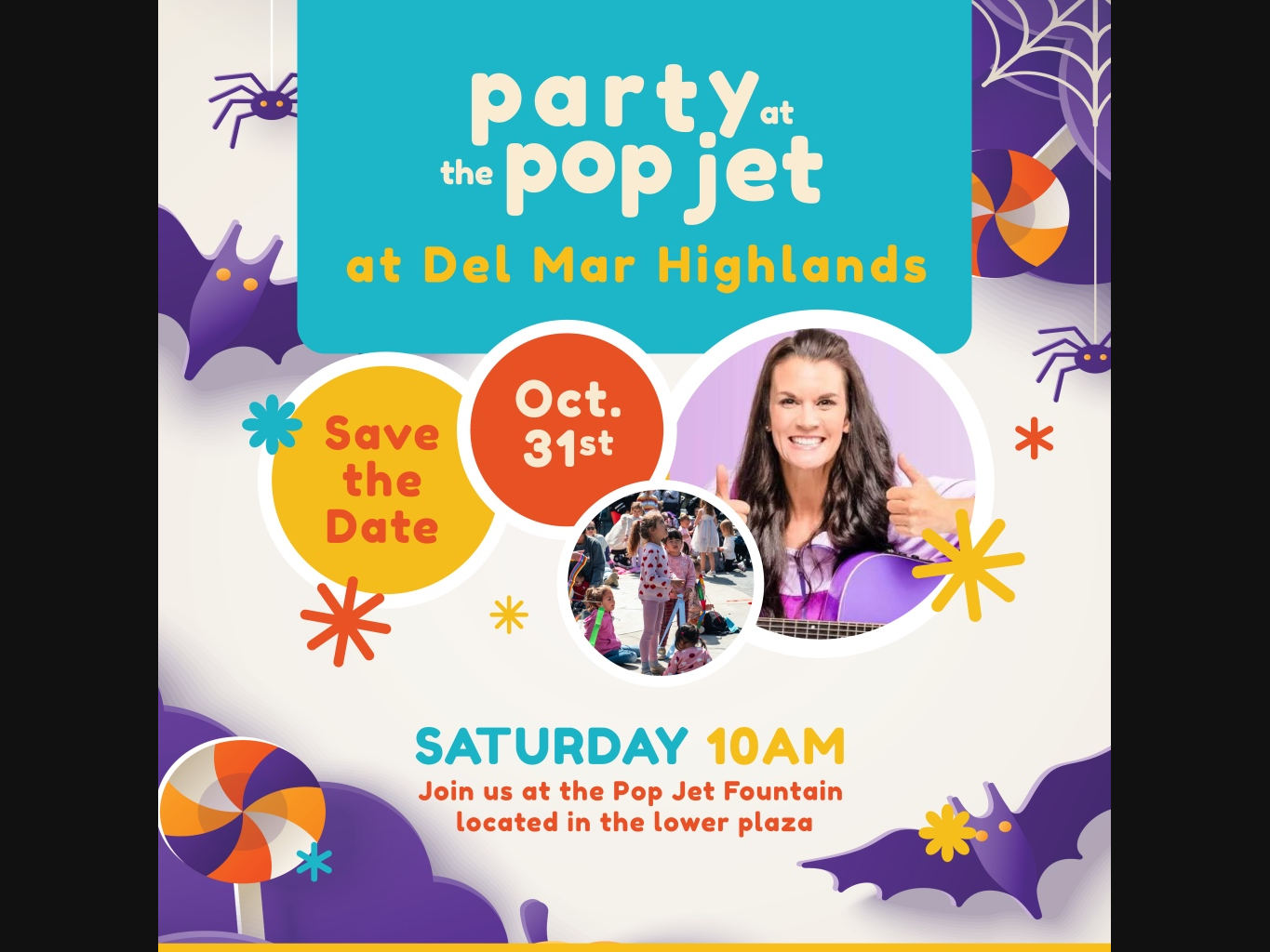A free Party at the Pop Jet with Kathryn the Grape will take place at 10 a.m., followed by trick-or-treating at participating businesses from 4–6 p.m.