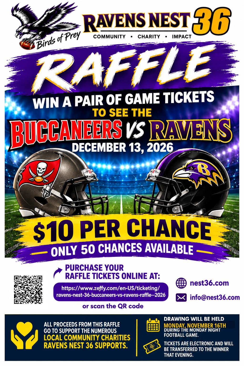 Ravens vs Buccaneers Game Tickets Raffle