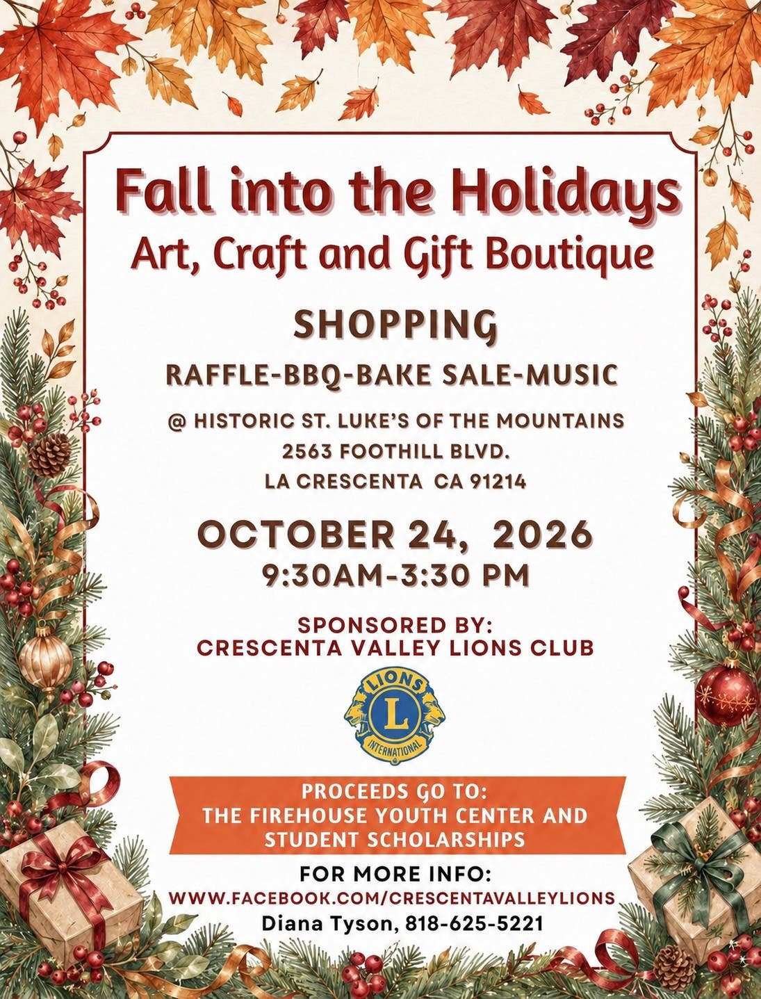 Fall Into The Holidays Art, Craft And Gift Boutique Hosted by the Crescenta Valley Lions Club