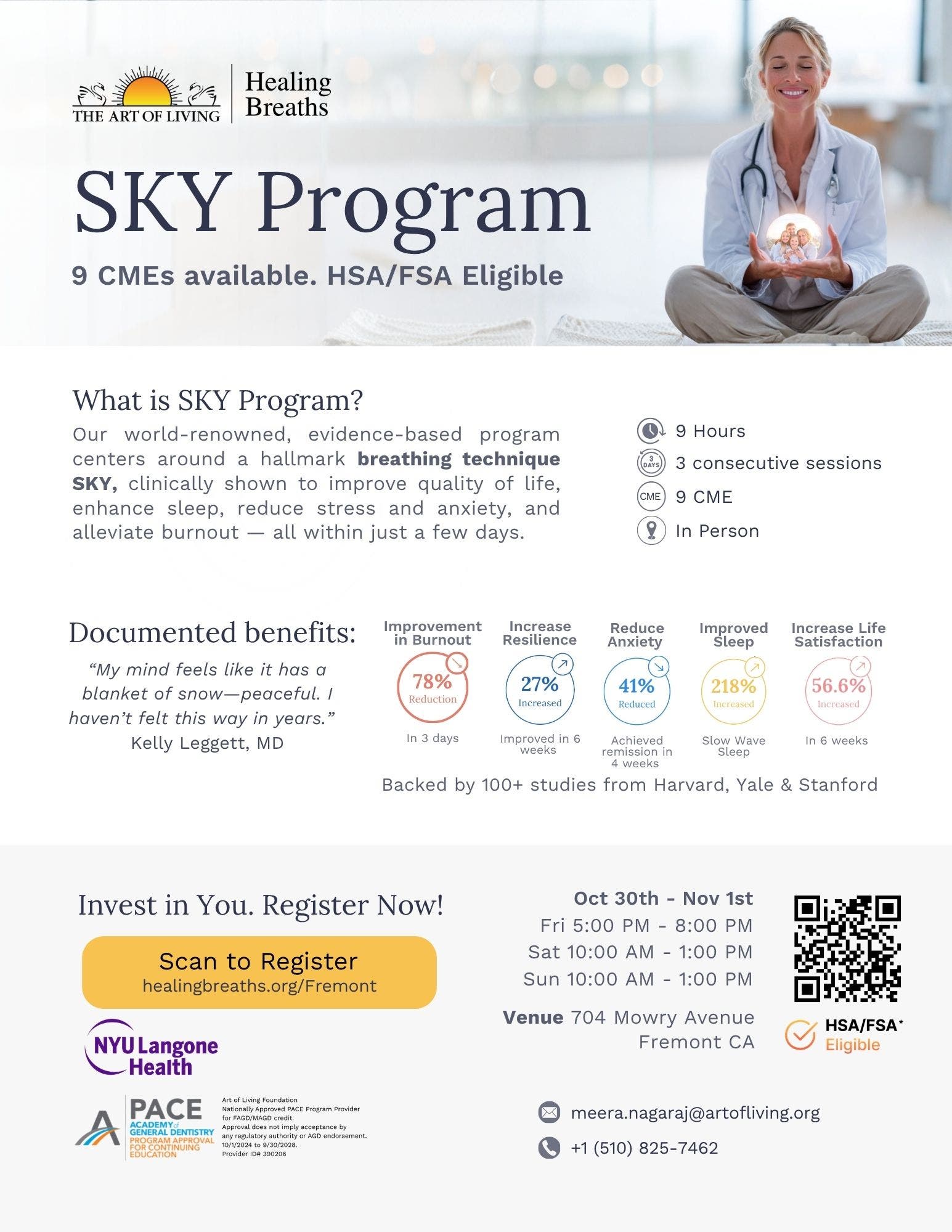 Clinician Burnout Relief: SKY Breath Program for Healthcare Professionals (9 CME Credits)