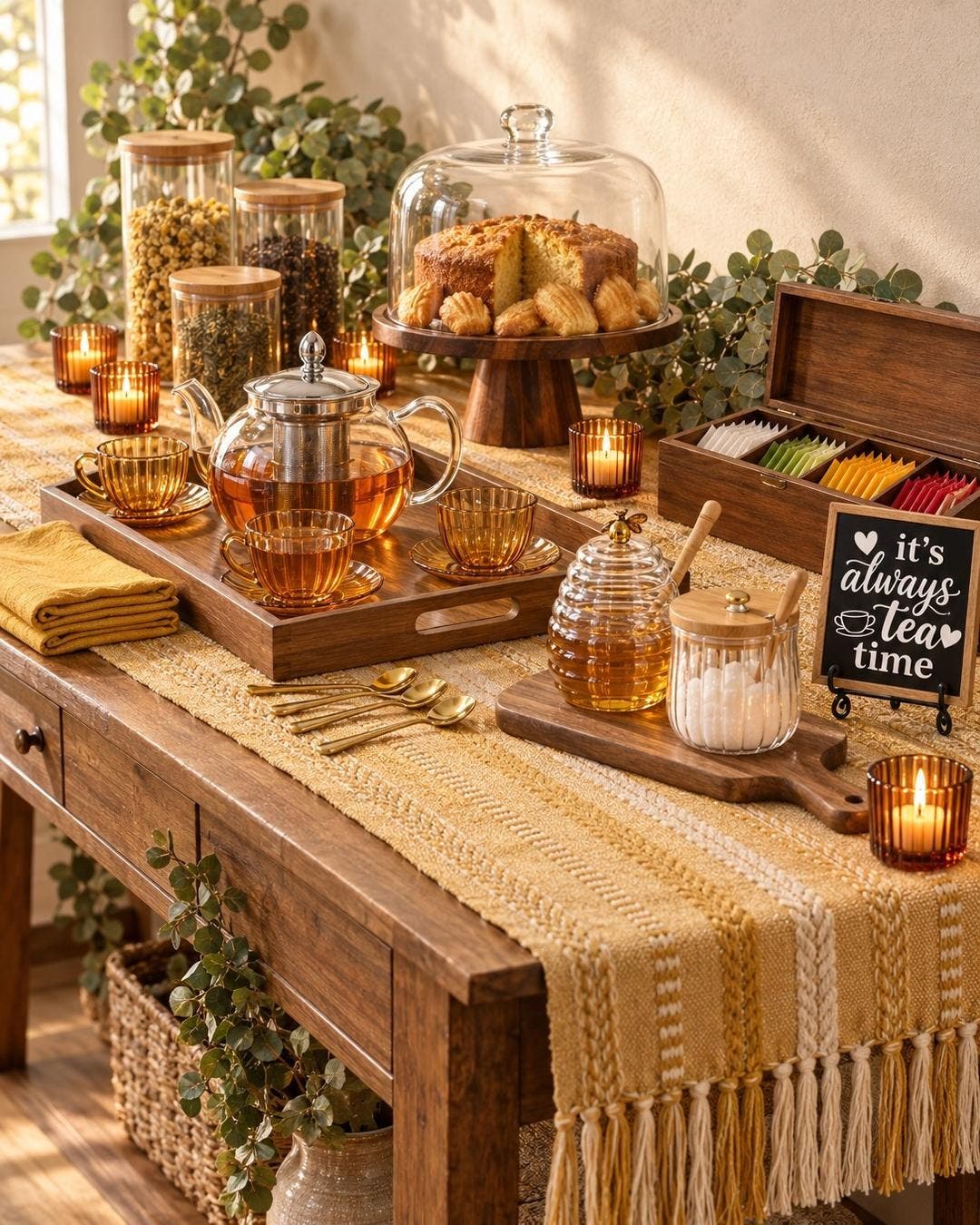 A cozy tea bar idea, every piece linked