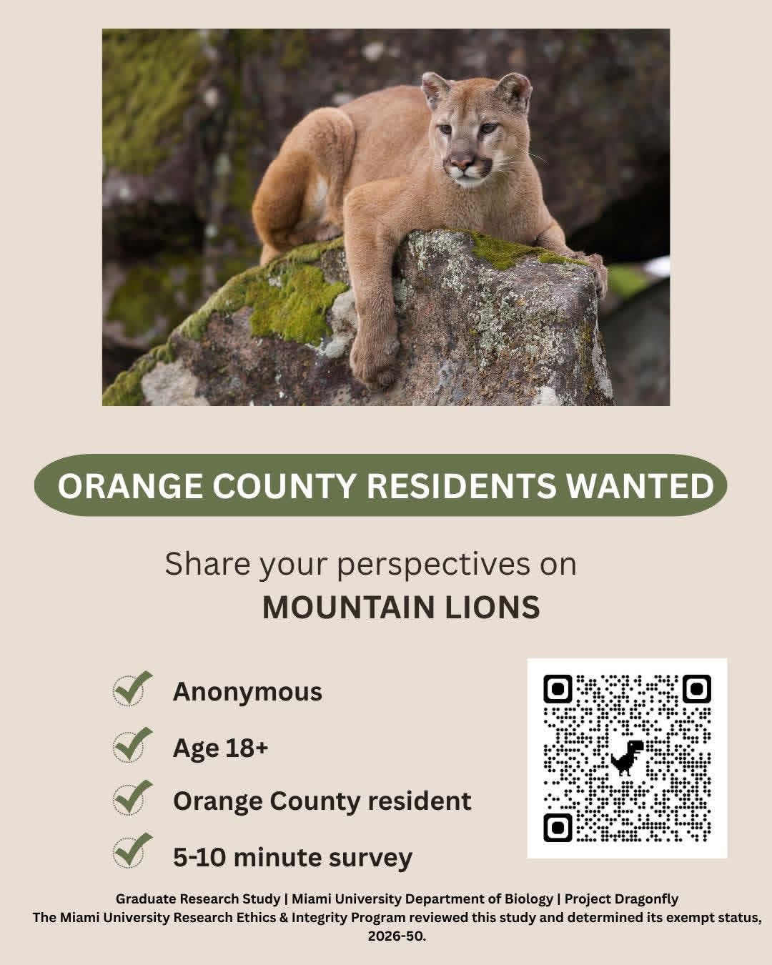 Participate in Local Mountain Lion Study