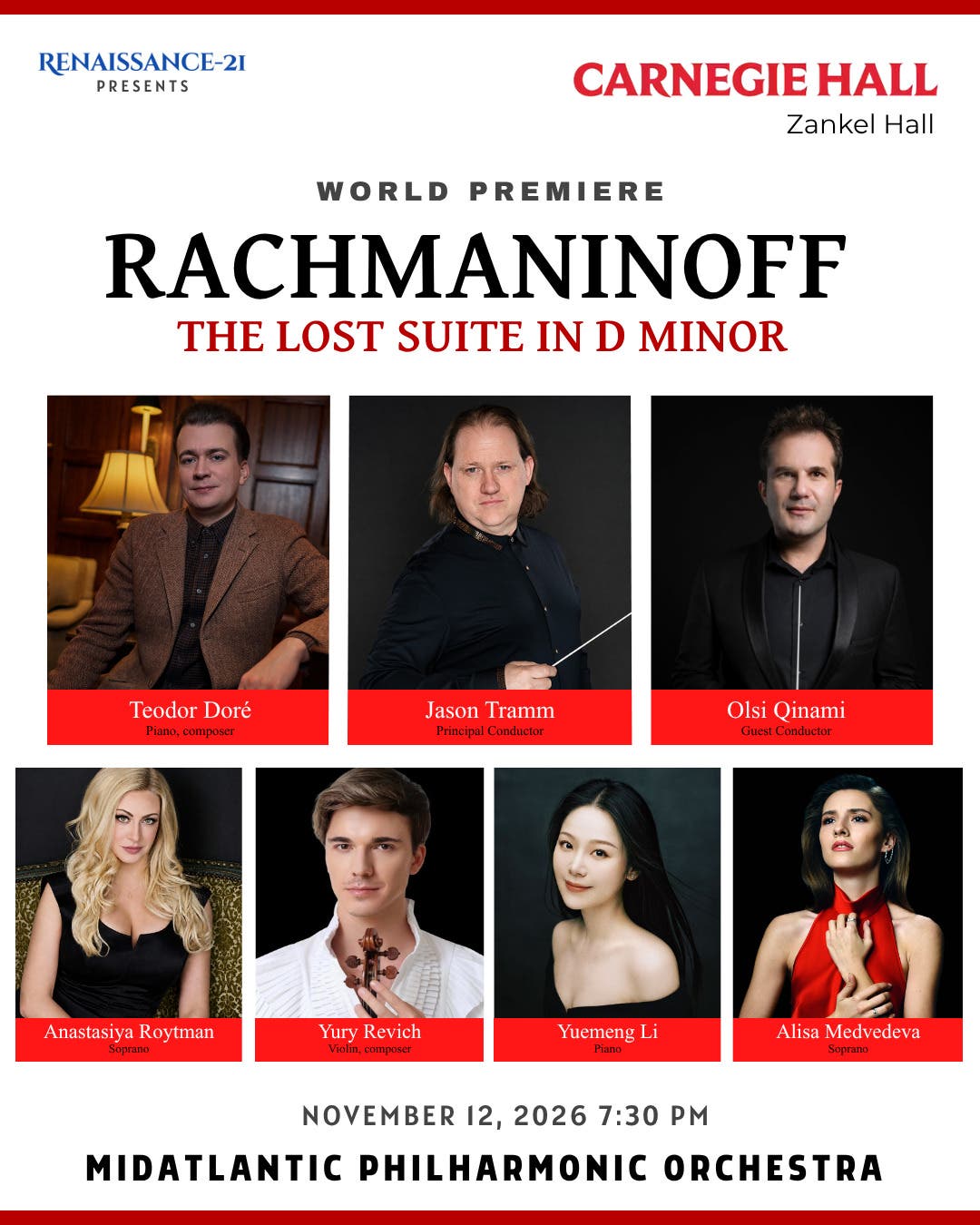 Rachmaninoff Rediscovered: World Premiere at Carnegie Hall