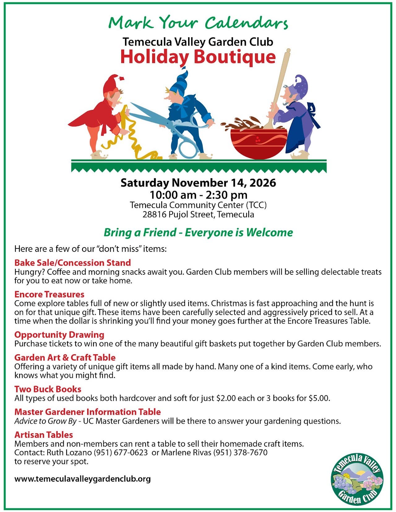 Temecula Valley Garden Club Holiday Boutique