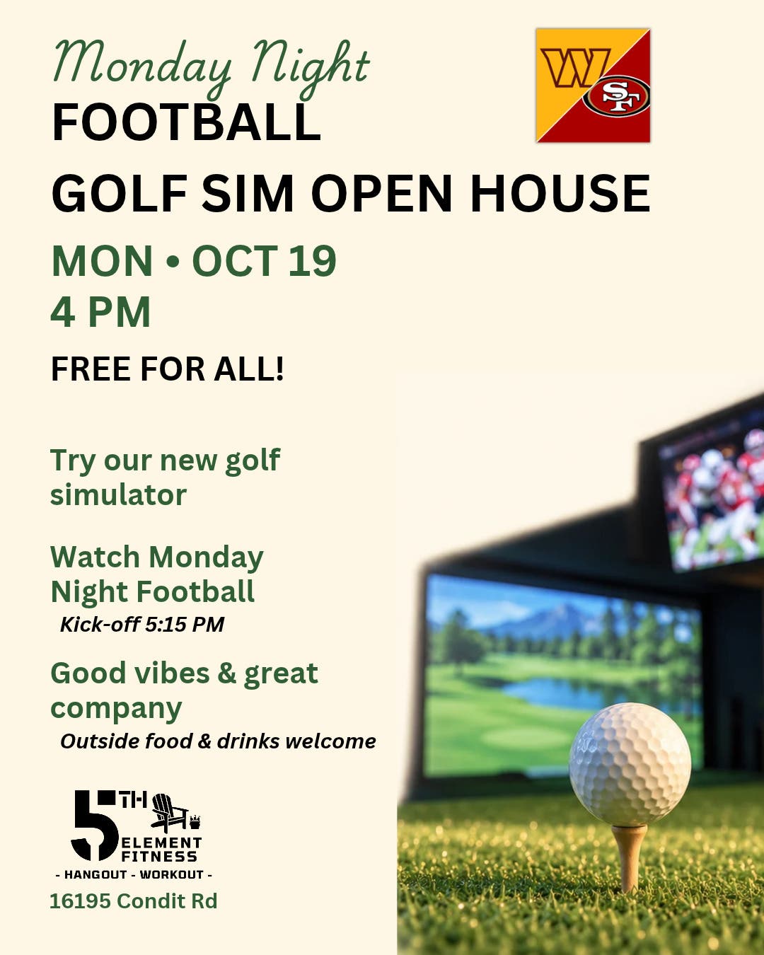 Monday Night Football Golf Sim Open House