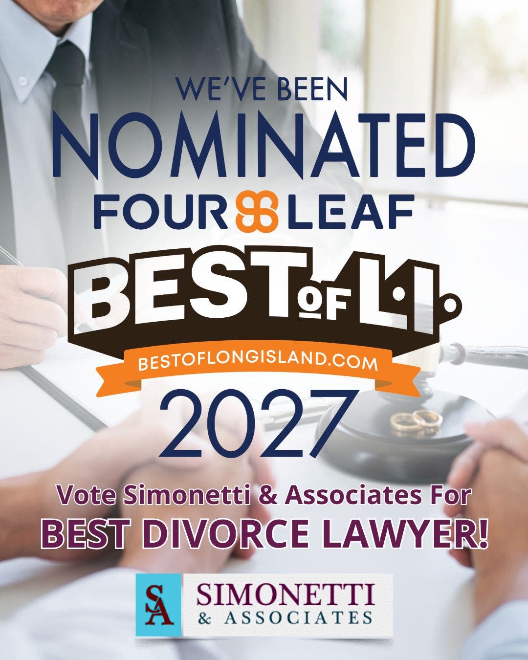 Simonetti & Associates Nominated Again for Best Divorce Lawyer After 13 Consecutive Years