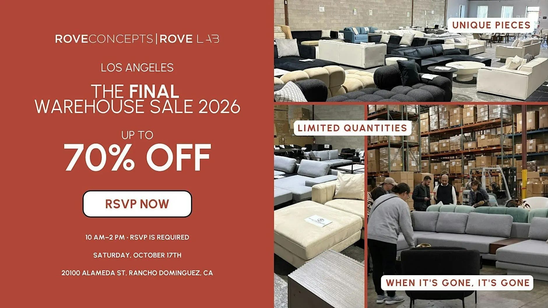 Rove Concepts Warehouse Sale – Up to 70% Off | Saturday, October 17