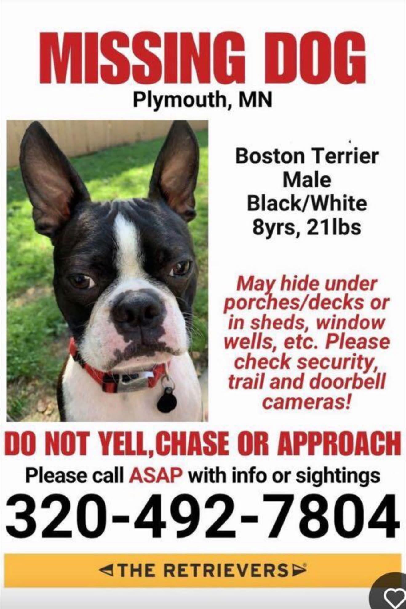 LOST THERAPY DOG β LOCATION UPDATE: BASS LAKE / SCHMIDT LAKE, PLYMOUTH β Please Check Your Cameras