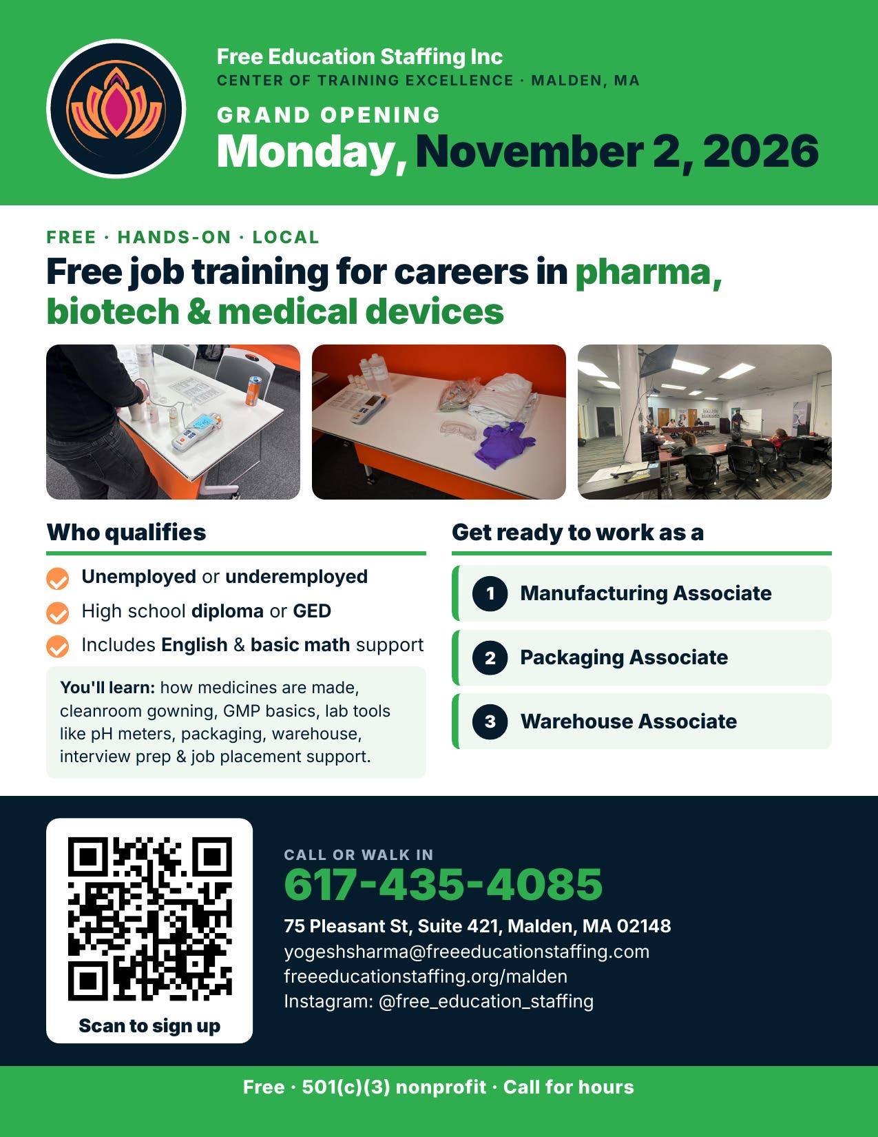 Grand Opening: Free Education Staffing Center of Training Excellence