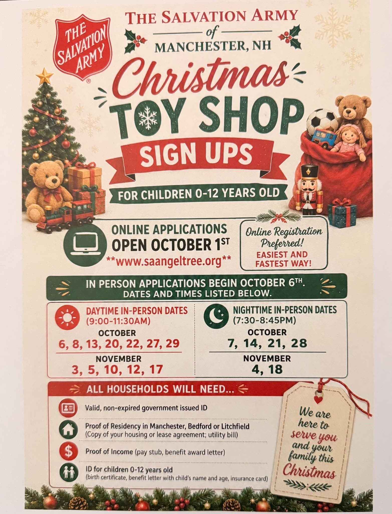 The Salvation Army of Manchester, NH Christmas Toy Shop Sign Ups