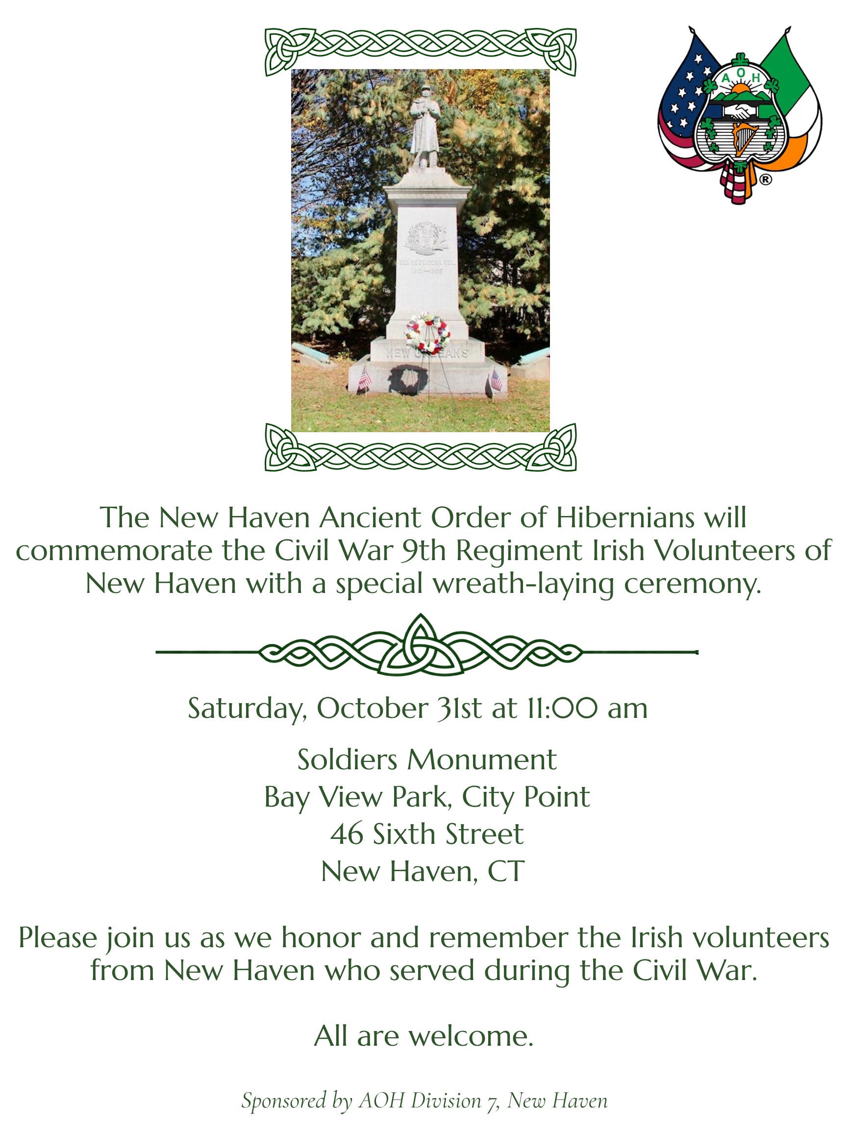 Civil War 9th Regiment Irish Volunteers Commemoration