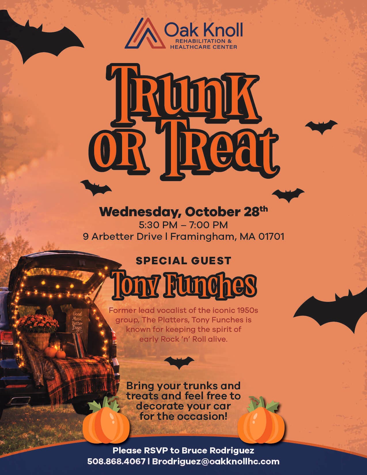 FREE Trunk or Treat Event at Oak Knoll Rehab in Framingham