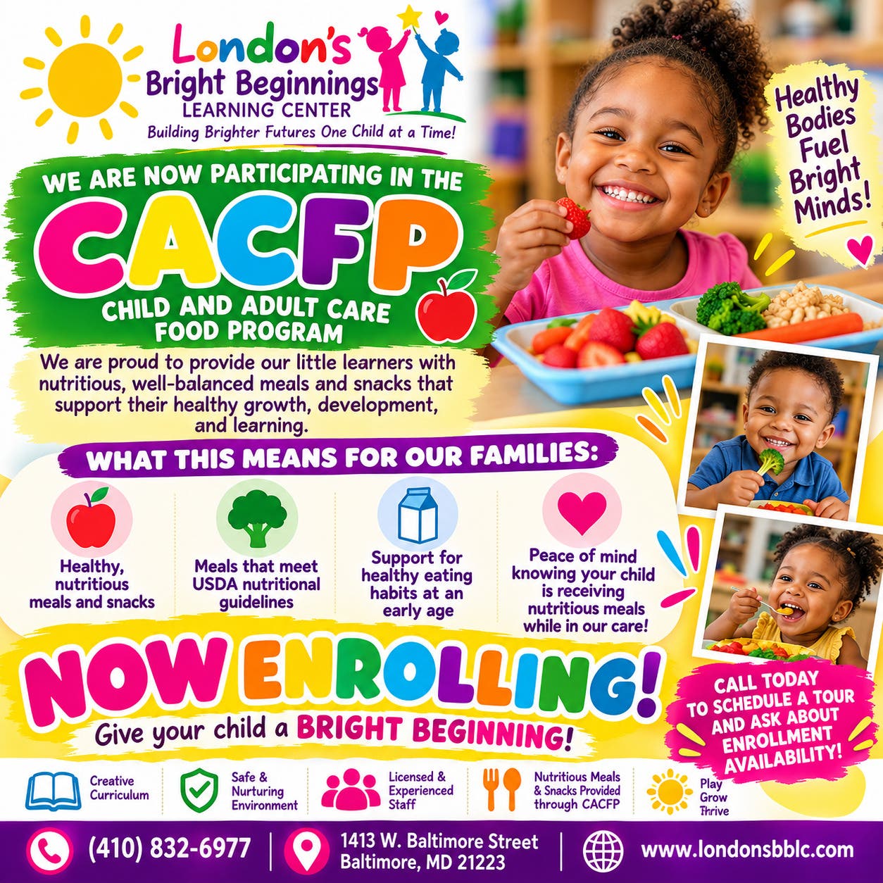 London's Bright Beginnings Learning Center Announces Participation in CACFP