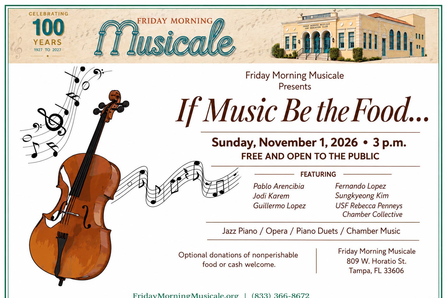 Friday Morning Musicale presents "If Music Be the Food…"