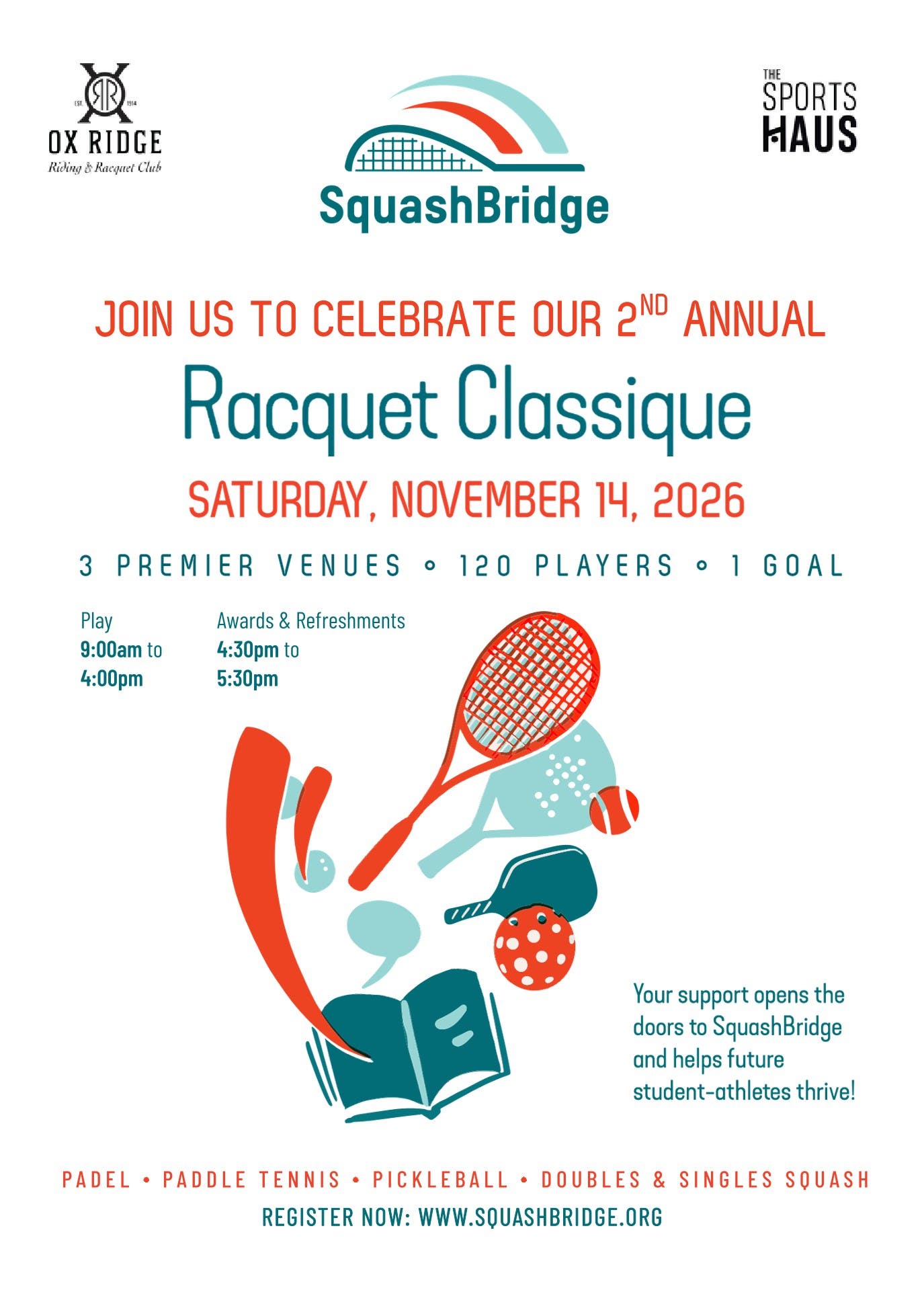 Racquet Classique: Play for a Purpose with SquashBridge on Nov. 14