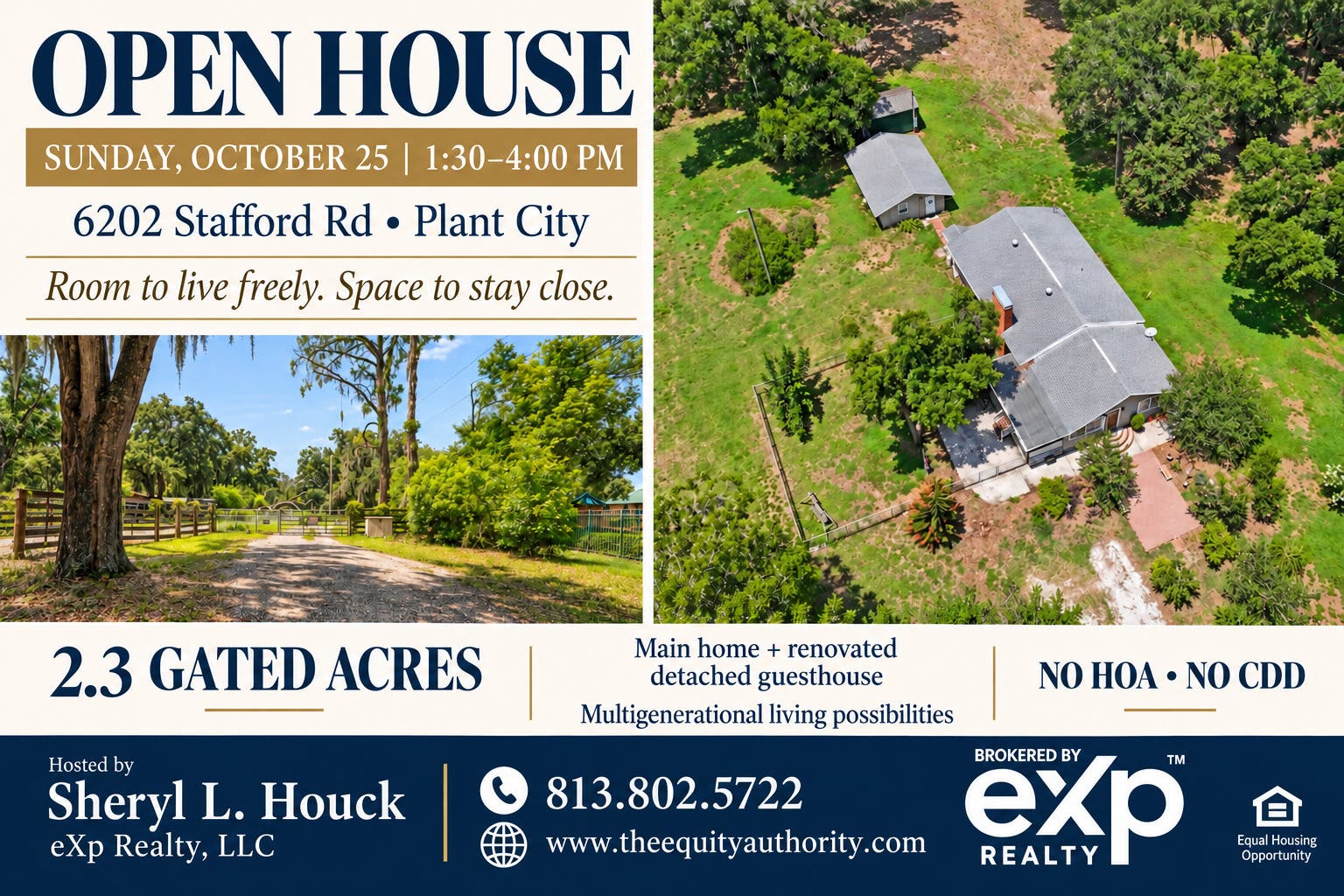 Open House — Gated 2.3 Acres with Guest House in Plant City
