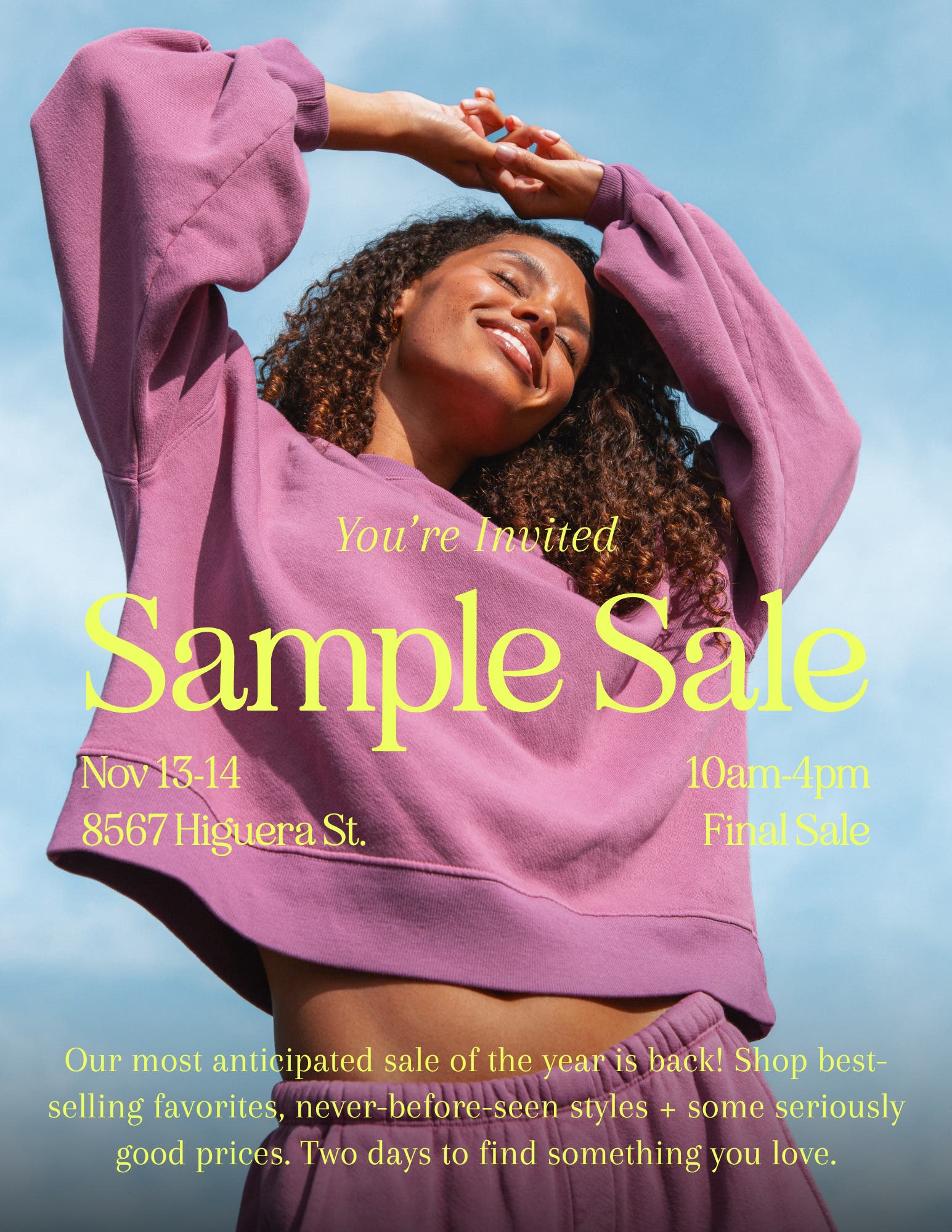 Electric & Rose Holiday Sample Sale!  Nov 13th & 14th