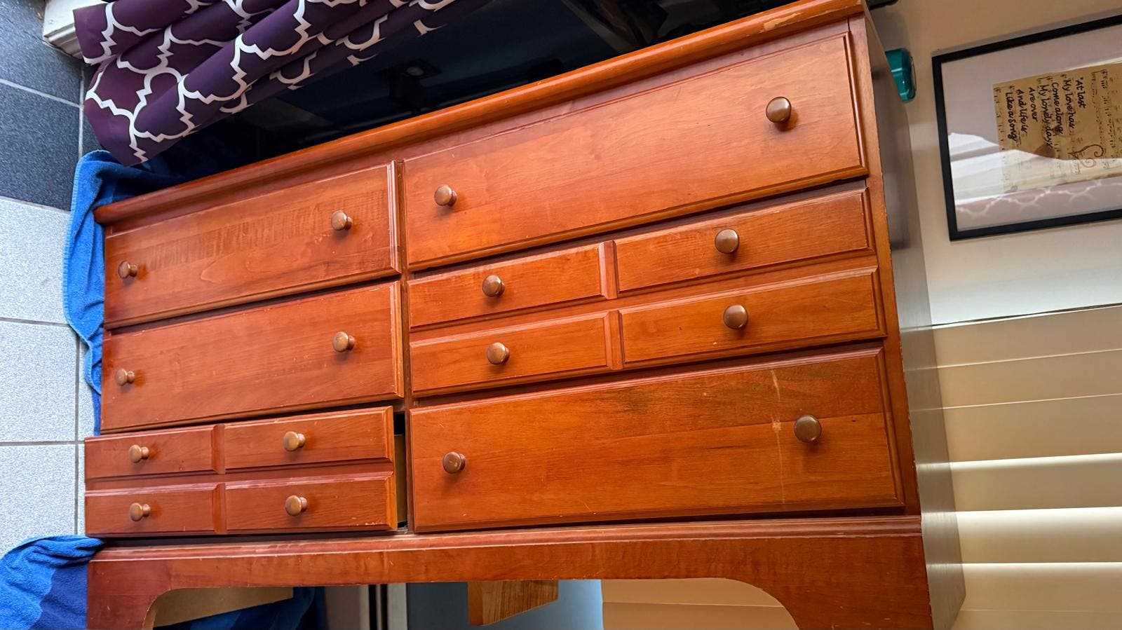 Solid wood dresser w/matching mirror