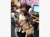 Getting love from one of the AIR Therapy dogs