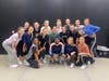 Metropolitan School of the Arts jazz students with Keenan Cooks (front center) of Broadway Dance Center in NYC at the Ripley Grier Rehearsal Studios  Front row left to right: Kathryn Perkins, Keenan Cooks, Annie Dodson, Danielle Jones Second row left to r