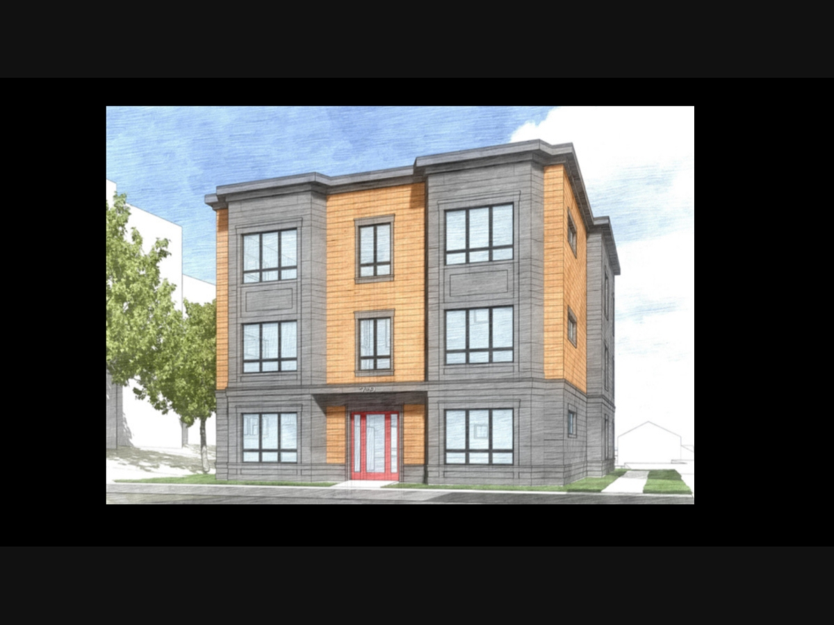 A rendering of the proposed building at 7-9 Westminster Terrace in Roxbury, offering both emergency shelter and permanent supportive housing.