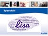 At a virtual presentation for LAFCU’s debt relief grants, the word cloud for Lisa Neino’s essay highlights her financial journey. Pictured are, from left, Shelia Scott, Candace Collier, Alexis Hodges, Lisa O’Connor and Zac Williams.