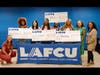 LAFCU team members are pictured with three of the four recipients of the credit union’s 2024 Pathway to Financial Transformation Essay Contest. Octavia McKinney, Sharmonique McFadden and Candace Ulett each received $2,500 to address financial needs.